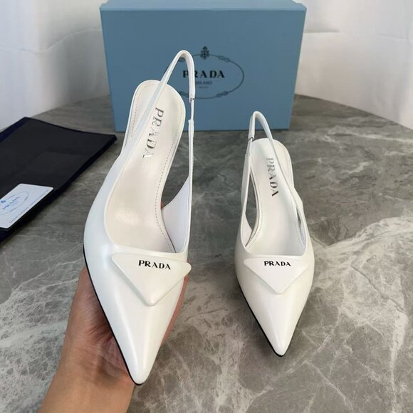 Prada White Slingback Heels - Picture 3 of 7